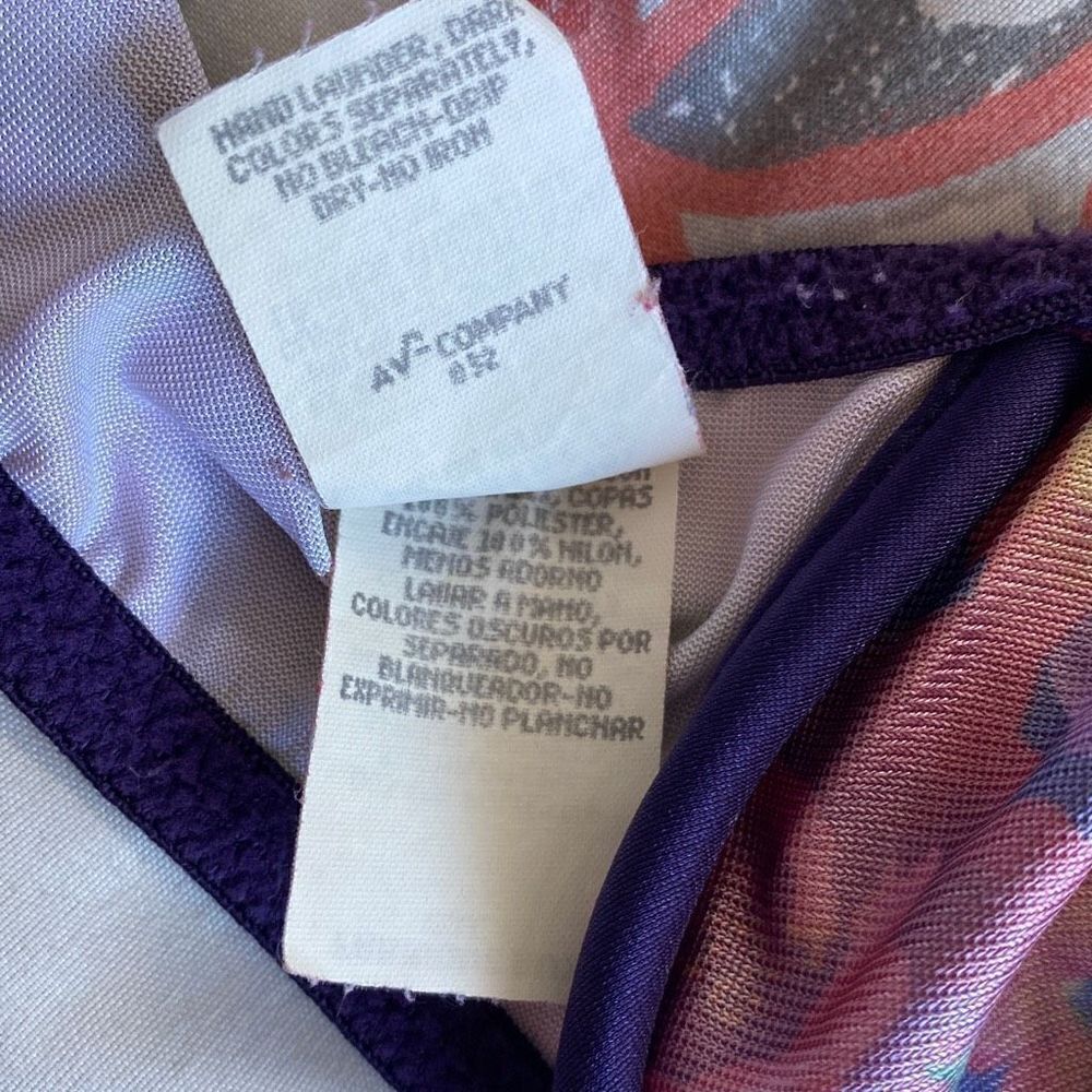 VTG Vintage Vanity Fair 1980s EUC Bra Purple Floral Lace Colorful Dopamine 34B - Picture 9 of 10